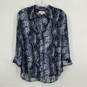 L’Agence Ryan Snakeskin Print Blouse Blue Black Size M